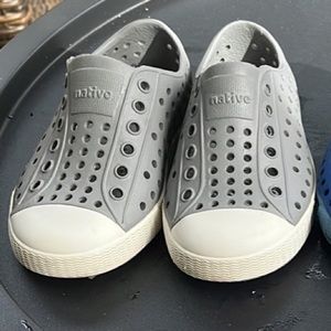 Grey kids native shoes size c7